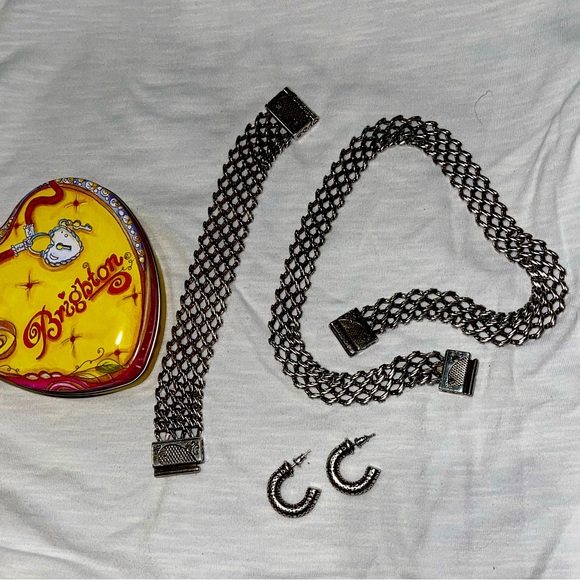 RETIRED AUTHENTIC BRIGHTON CHAIN MAIL MULTI LINK SET NECKLACE, BRACELET&EARRINGS - Picture 7 of 13